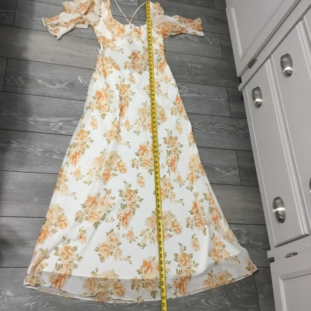 Luxxel Puff Sleeve Strappy Open Back Floral Maxi Dress size L - Picture 5 of 13